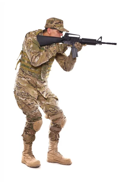 Soldaat met geweer — Stockfoto