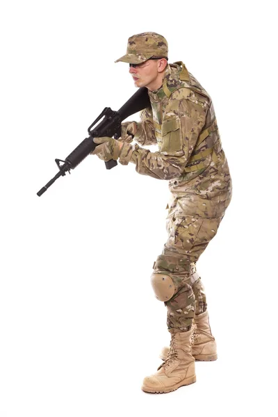 Soldier with rifle — Stock Photo, Image