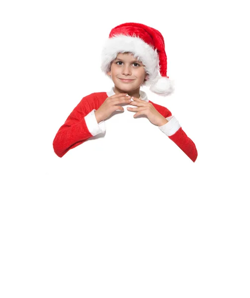 Niño sosteniendo un cartel de Navidad — Foto de Stock