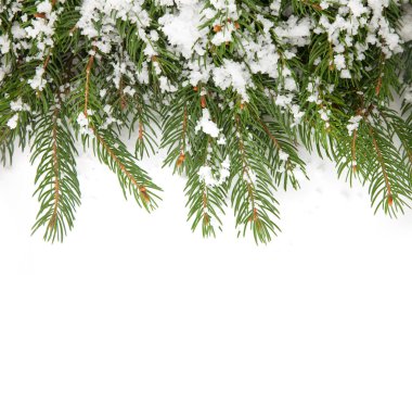 Christmas framework with snow isolated on white background clipart