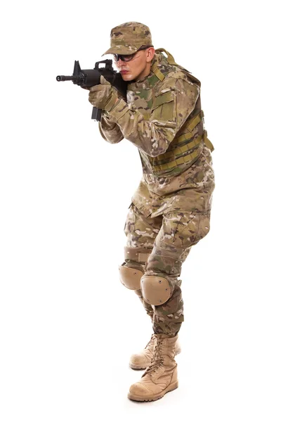 Katona puskával — Stock Fotó