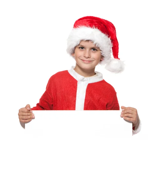 クリスマス ポスターを持つ男の子 — ストック写真