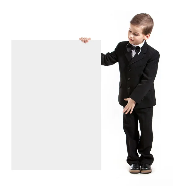 Junge mit einem Banner — Stockfoto