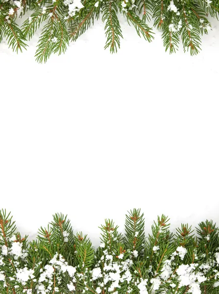 Cadre de Noël avec neige isolée sur fond blanc — Photo