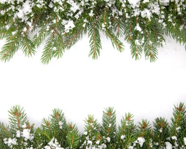 Beyaz arka plan üzerinde izole kar ile Noel çerçeve