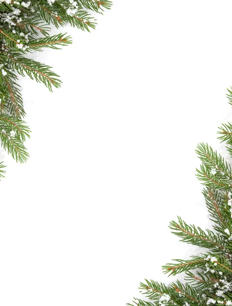 Karácsonyi keret a hó elszigetelt fehér background — Stock Fotó