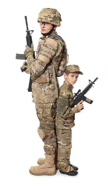 Askeri baba ve oğul — Stok fotoğraf