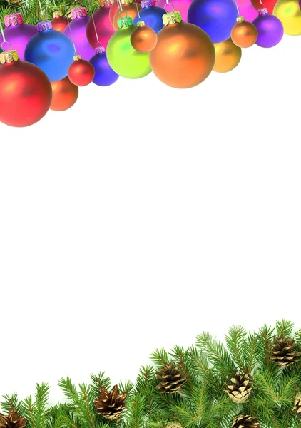 Kerst Groen Kader Geïsoleerd Witte Achtergrond — Stockfoto