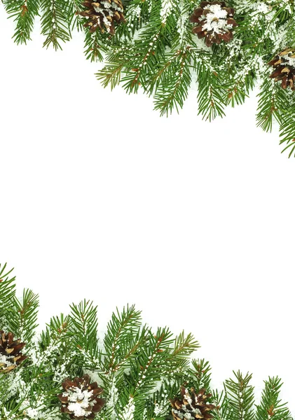 Weihnachtsrahmen Mit Schnee Isoliert Auf Weißem Hintergrund — Stockfoto