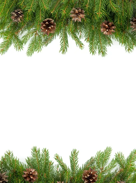 Jul Grön Ram Isolerad Vit Bakgrund — Stockfoto