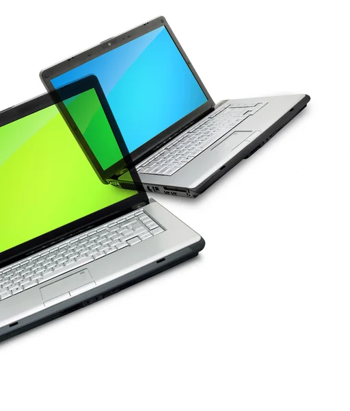 Geöffneter Laptop Mit Tastatur Und Bildschirm Auf Weißem Hintergrund — Stockfoto