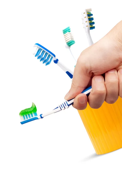 Зубная щетка и зубная паста — стоковое фото