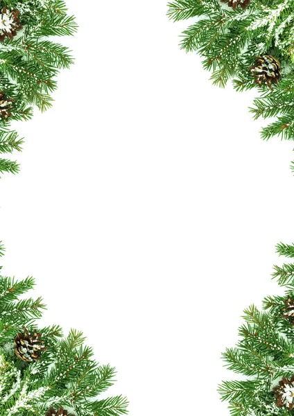 Beyaz Arka Plan Üzerinde Izole Kar Ile Noel Çerçeve — Stok fotoğraf