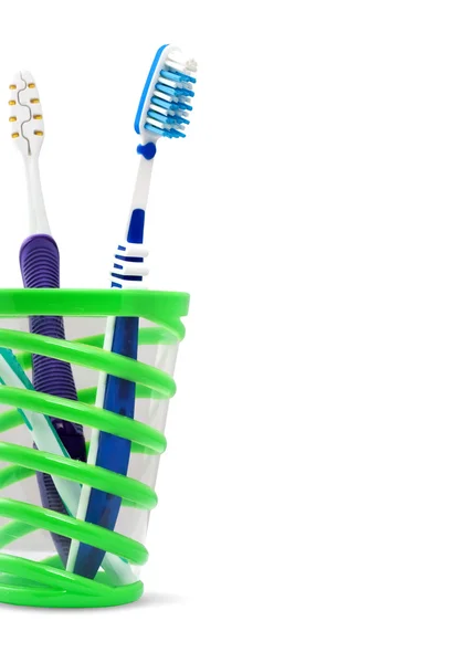 白色背景的牙刷和牙膏 — 图库照片
