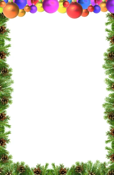 Χριστουγεννιάτικο Πράσινο Πλαίσιο Απομονωμένο Λευκό Φόντο — Φωτογραφία Αρχείου