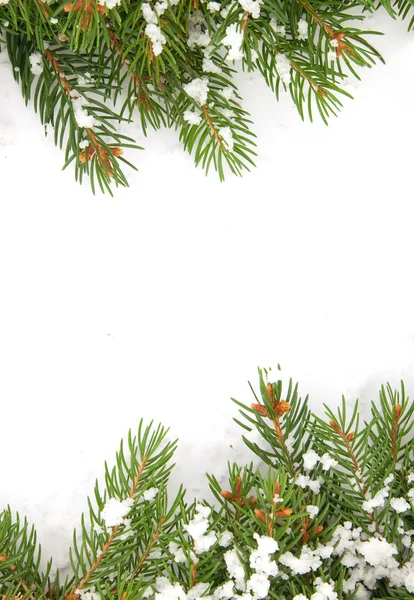 圣诞框架与孤立在白色背景上的雪 — 图库照片