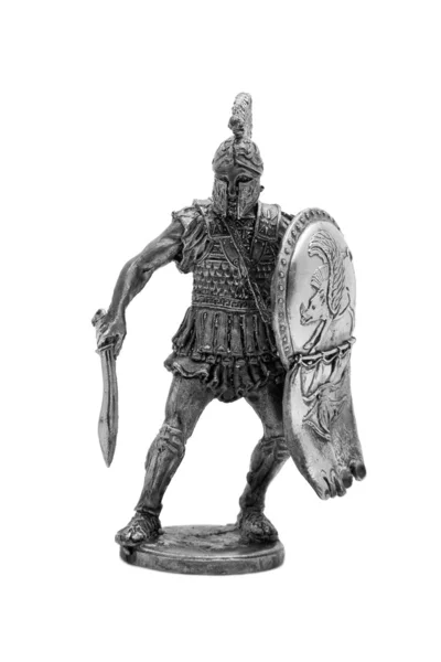Римский Игрушечный Солдат Белом Фоне — стоковое фото