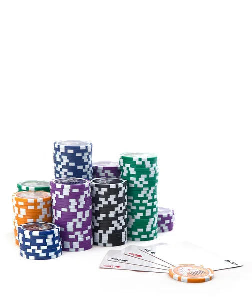 Τραπέζι Του Πόκερ Και Μια Κάρτα Άσσος Τυχερά Παιχνίδια — Φωτογραφία Αρχείου