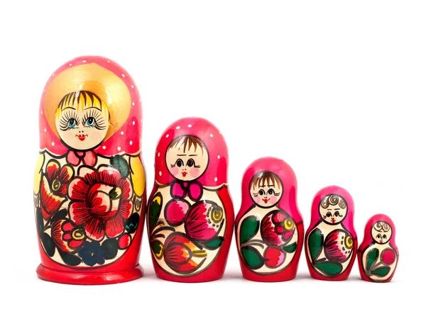 Russian Dolls Isolated White Background — Stock Photo, Image