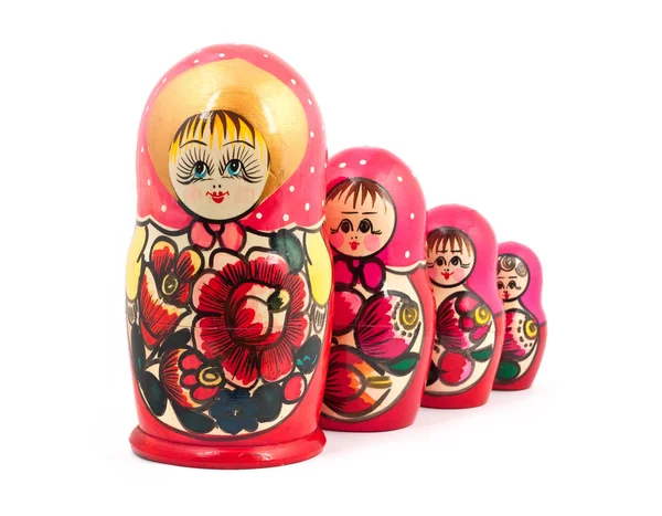 Русские Куклы Изолированный Белом Фоне — стоковое фото