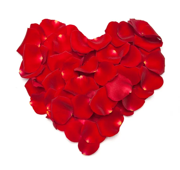 Heart Shape Made Out Rose Petals Isolated White — Stock Photo, Image