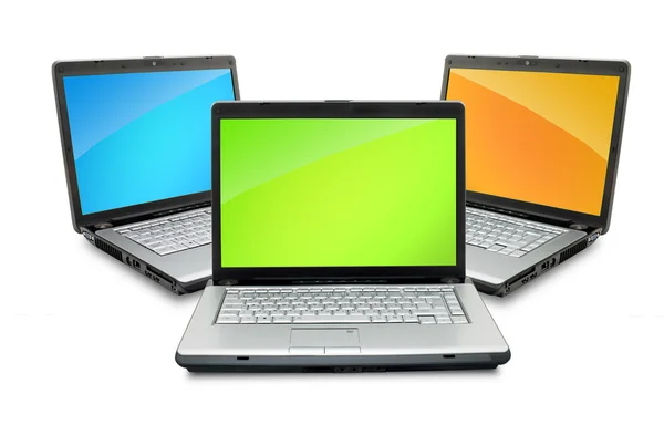 Открытые Ноутбуки Клавиатурой Экраном Белом Фоне — стоковое фото