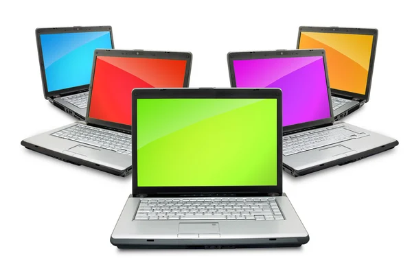 Laptops Abertos Mostrando Teclado Tela Isolada Fundo Branco — Fotografia de Stock