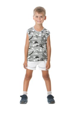 Boy on a white background. Shot in a studio clipart