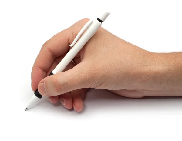 Fechar Uma Escrita Mão Isolado Fundo Branco — Fotografia de Stock