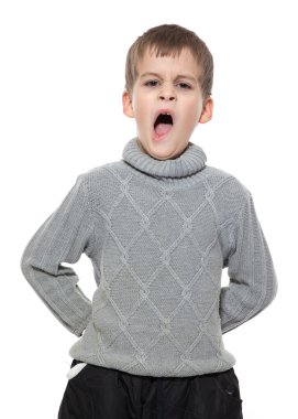 Cute boy yawning clipart