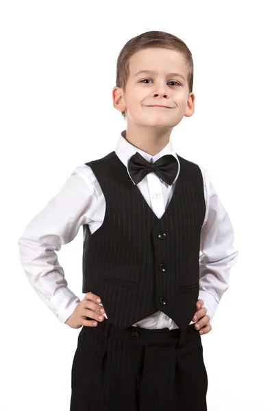 Boy v obleku úsměvy — Stock fotografie