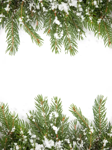 Πλαίσιο Χριστούγεννα με χιόνι που απομονώνονται σε λευκό φόντο — Φωτογραφία Αρχείου