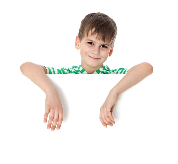 Bir afiş tutan çocuk — Stok fotoğraf