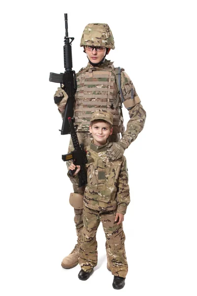 軍事の父と息子 — ストック写真