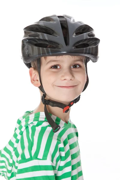 男孩自行车头盔与 — 图库照片