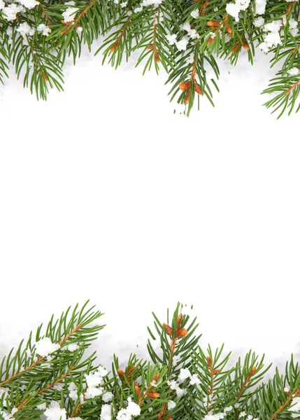 Різдвяна рамка зі снігом ізольована на білому тлі — стокове фото