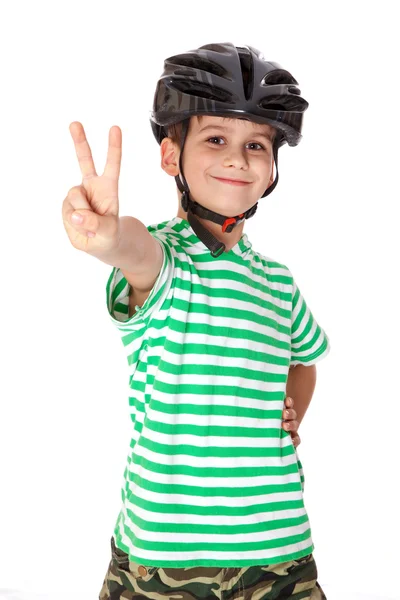 Chico ciclista con casco —  Fotos de Stock