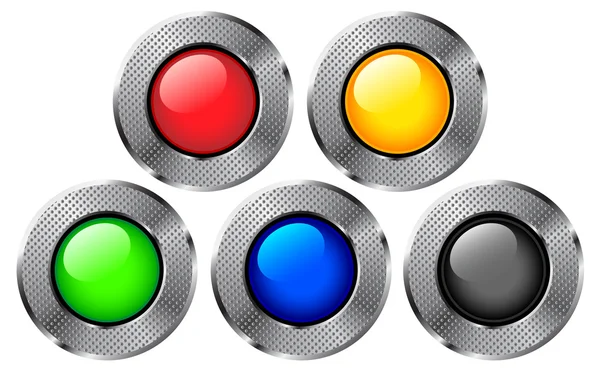 Round metal buttons. — Stock Vector