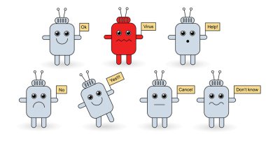 Funny androids icon set isolated on white background. clipart