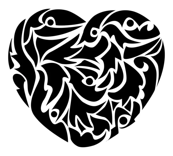 Μαύρο Διακοσμητικό Καρδιά Άσπρο Φόντο — Διανυσματικό Αρχείο