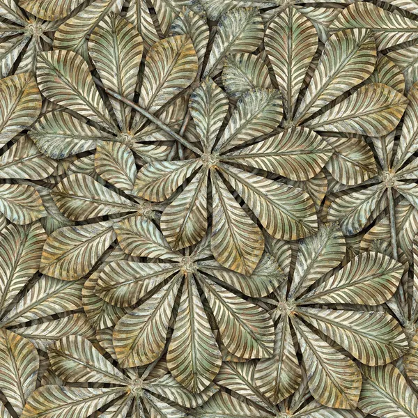 Bronze chestnut leafs seamless background. — Stock Photo, Image