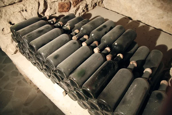 Aged wine bottles — Stock Photo, Image