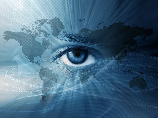 World map and blue eye — Stock Photo, Image