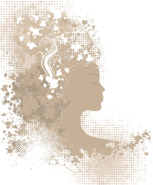 Floral grunge woman — Stock Vector