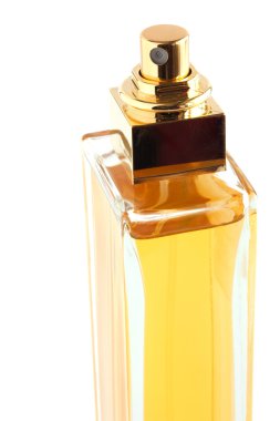 Beyaz arka planda izole edilmiş parfüm şişesi