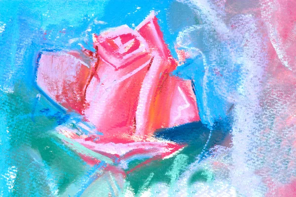 Drawing of red rose by pastel — Stock Photo, Image