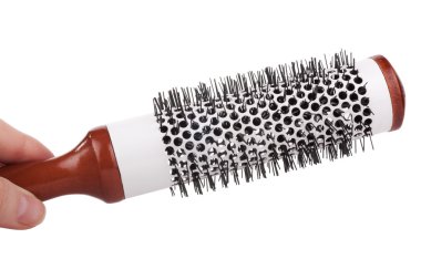 Salon round hairbrush isolated on white background clipart