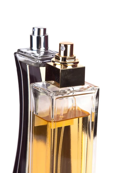 Dos Frascos Perfume Aislados Sobre Fondo Blanco — Foto de Stock