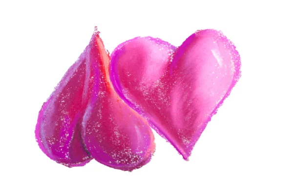 Drawing Two Hearts Pastel — Stock Photo, Image