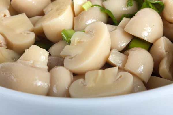 Stock image Pickled mushrooms salad with spring onion and oil